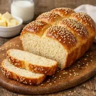 طريقة-عمل-بريوش منزلي هش بالزبدة مغطى بالسمسم بقوام طري ولون ذهبي