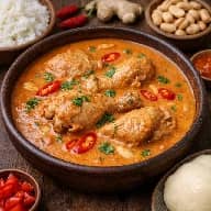 طريقة-عمل-شوربة الفول السوداني الغانية بالدجاج بقوام كريمي غني وتوابل أفريقية تقليدية
