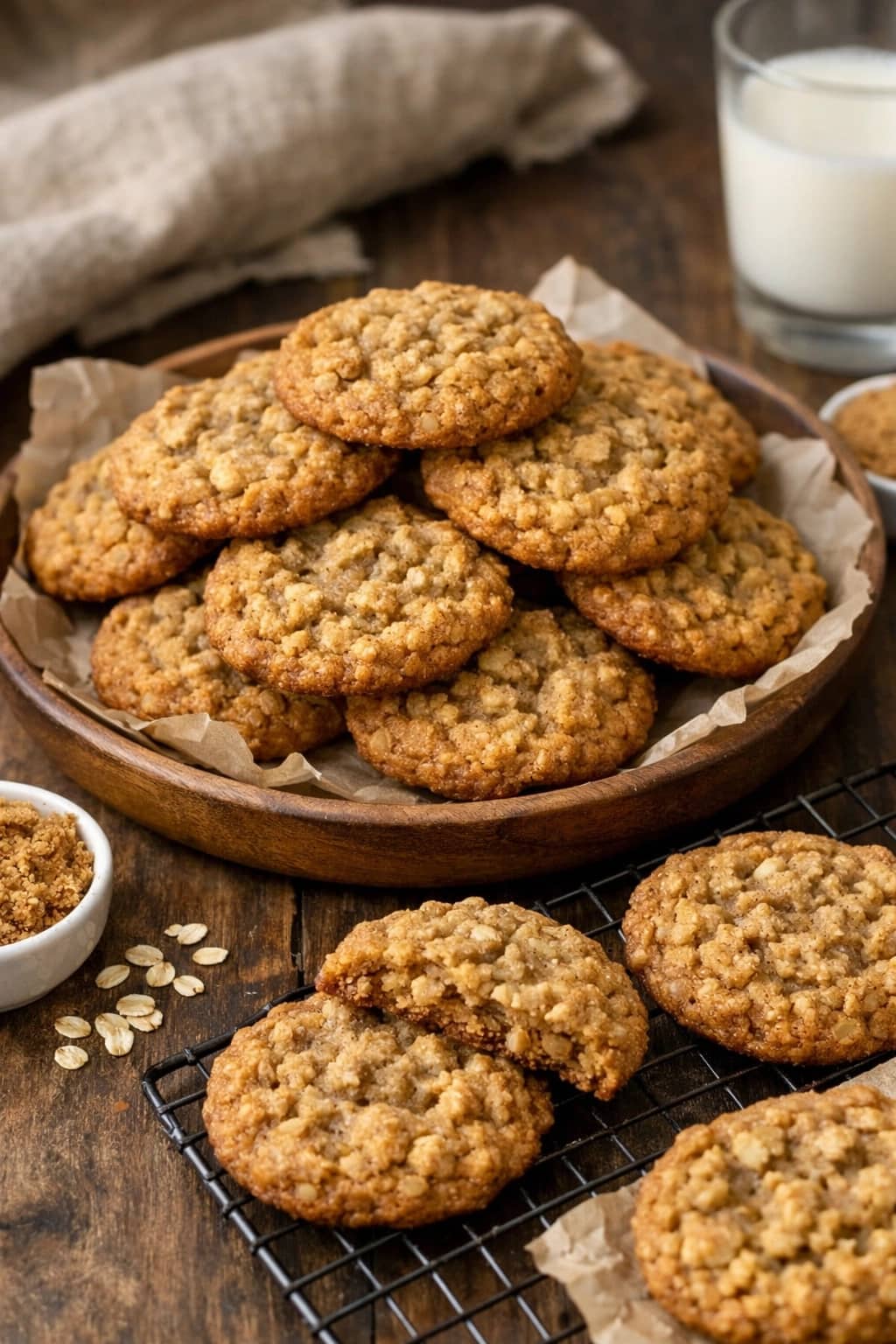 طريقة-عمل-بسكويت شوفان أمريكي طري بالسكر البني بقوام هش من الأطراف وطري من الداخل