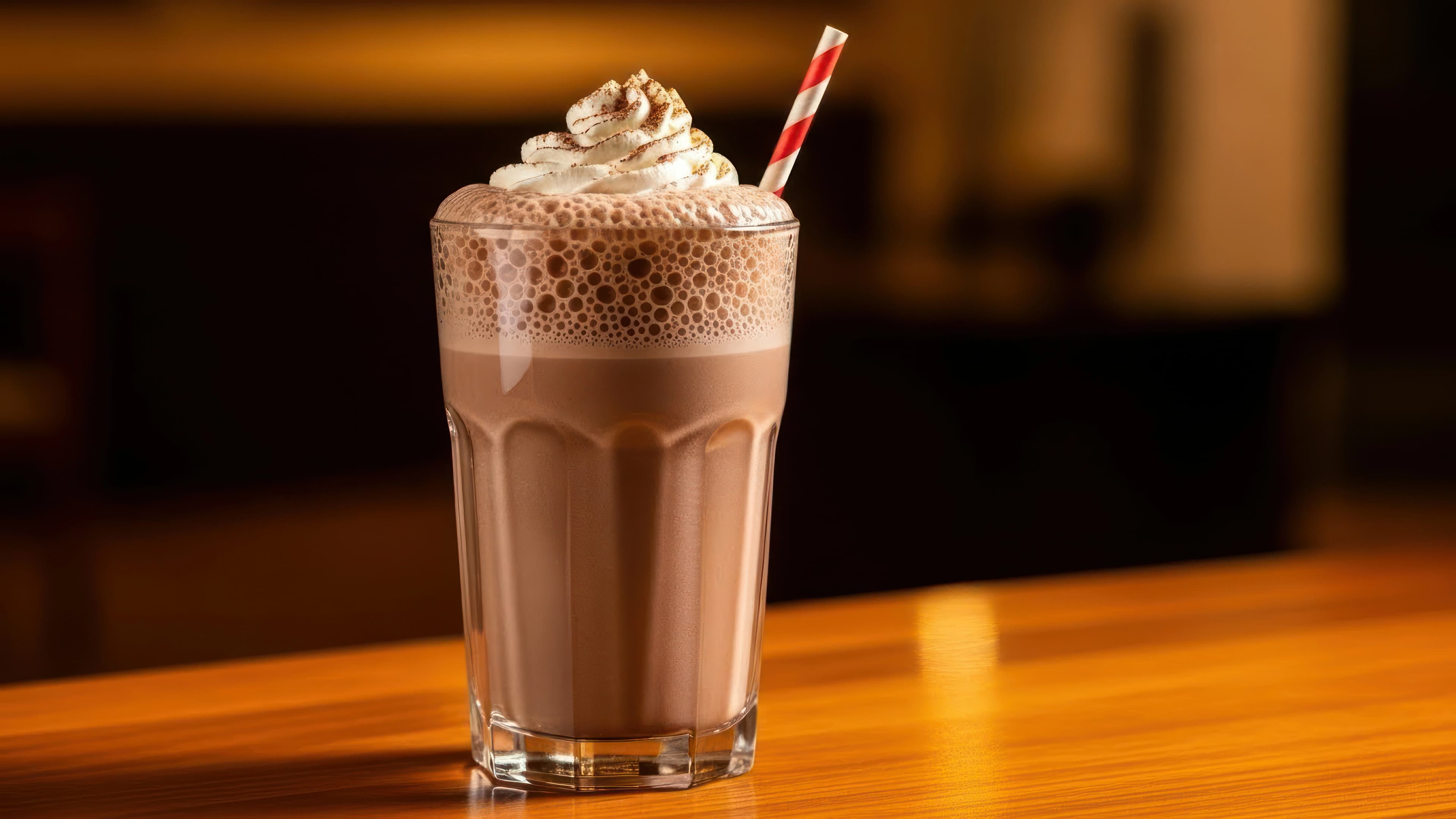 ميلك شيك شوكولاتة كريمي ومزين بالكريمة المخفوقة