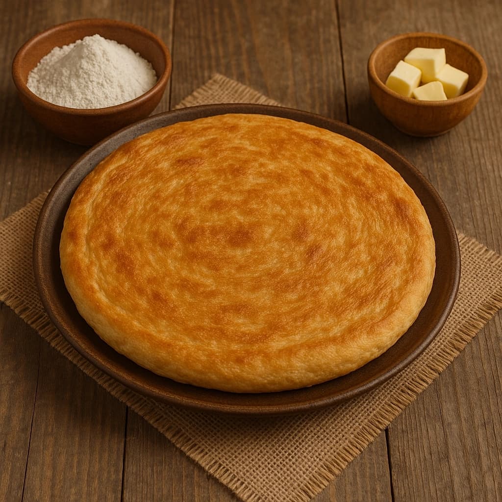 فطير مشلتت مصري تقليدي بطبقات هشة مدهونة بالسمن البلدي ومقدّم بطريقة منزلية مع العسل أو الجبن