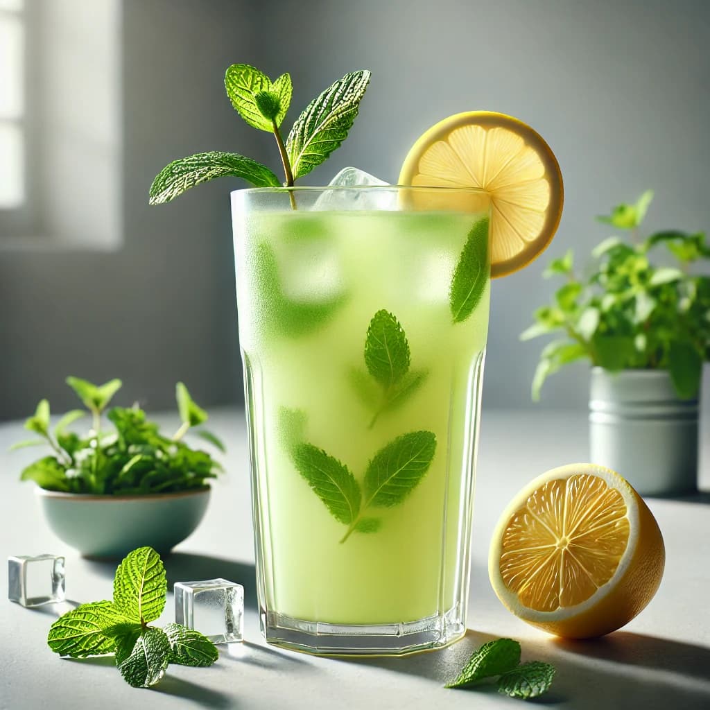 عصير ليمون بالنعناع الطازج مشروب صيفي منعش يُقدَّم باردًا