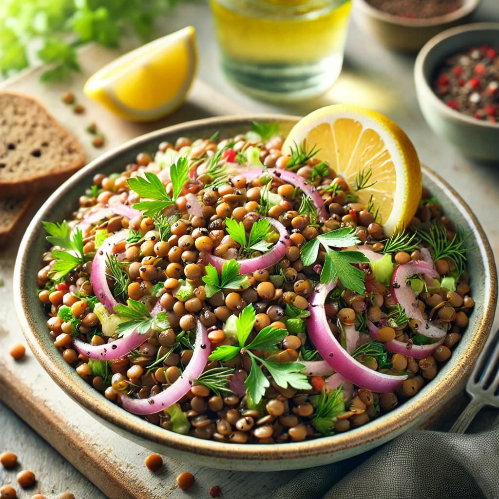 سلطة عدس بالليمون والكمون بطابع منزلي صحي ونكهة متوازنة