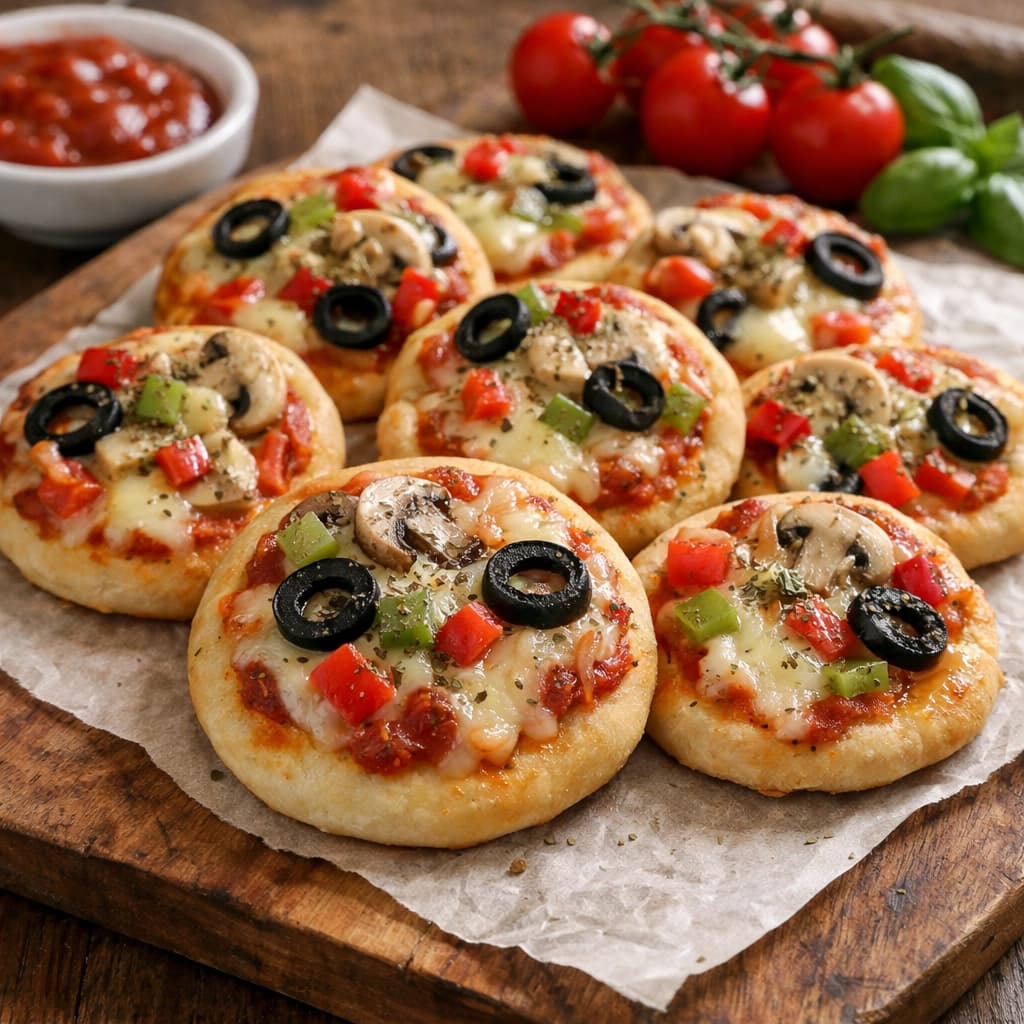 ميني بيتزا سريعة مع خضار وجبنة موتزاريلا على الطريقة الإيطالية
