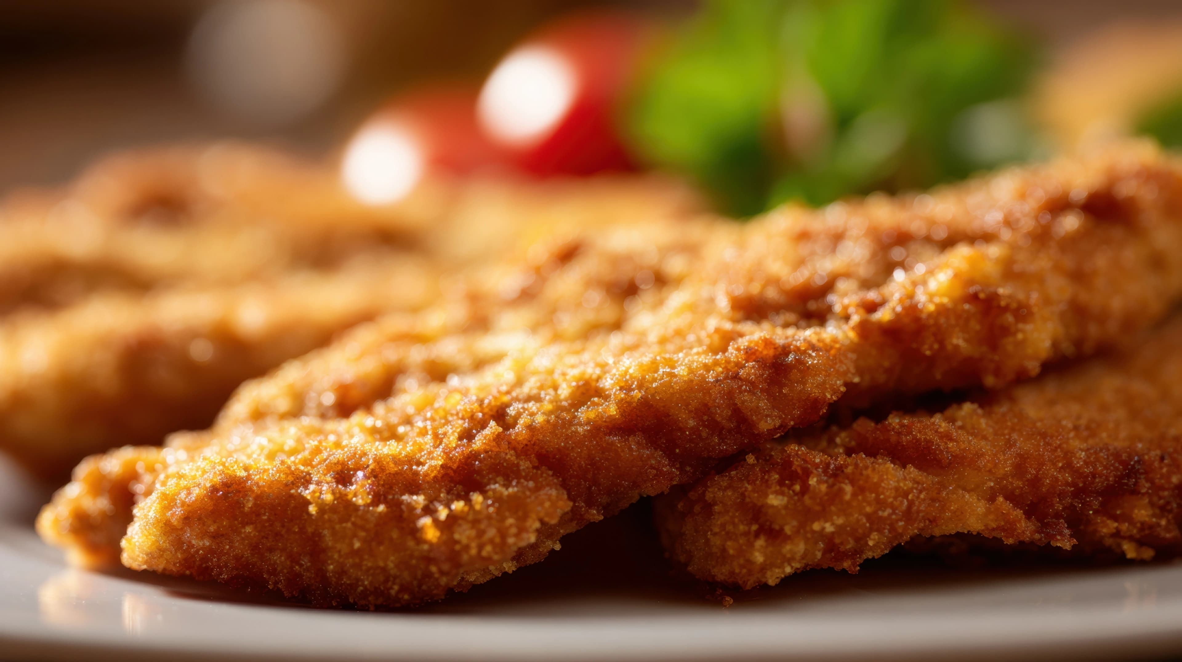 صدور دجاج بانيه مقرمشة مع بطاطس مقلية