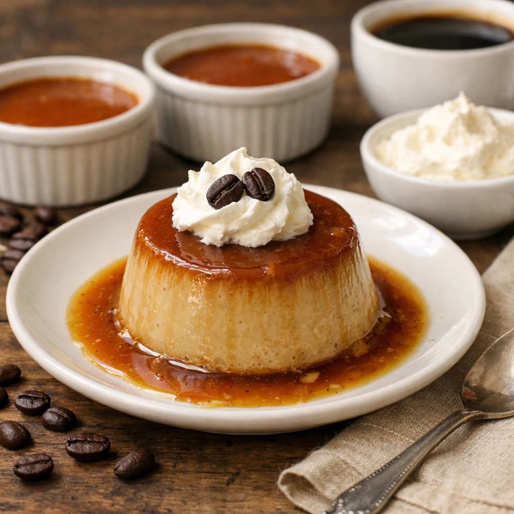 كريم كراميل بالقهوة والفانيليا حلوي فرنسية غنية وطعمها سلس ومميز