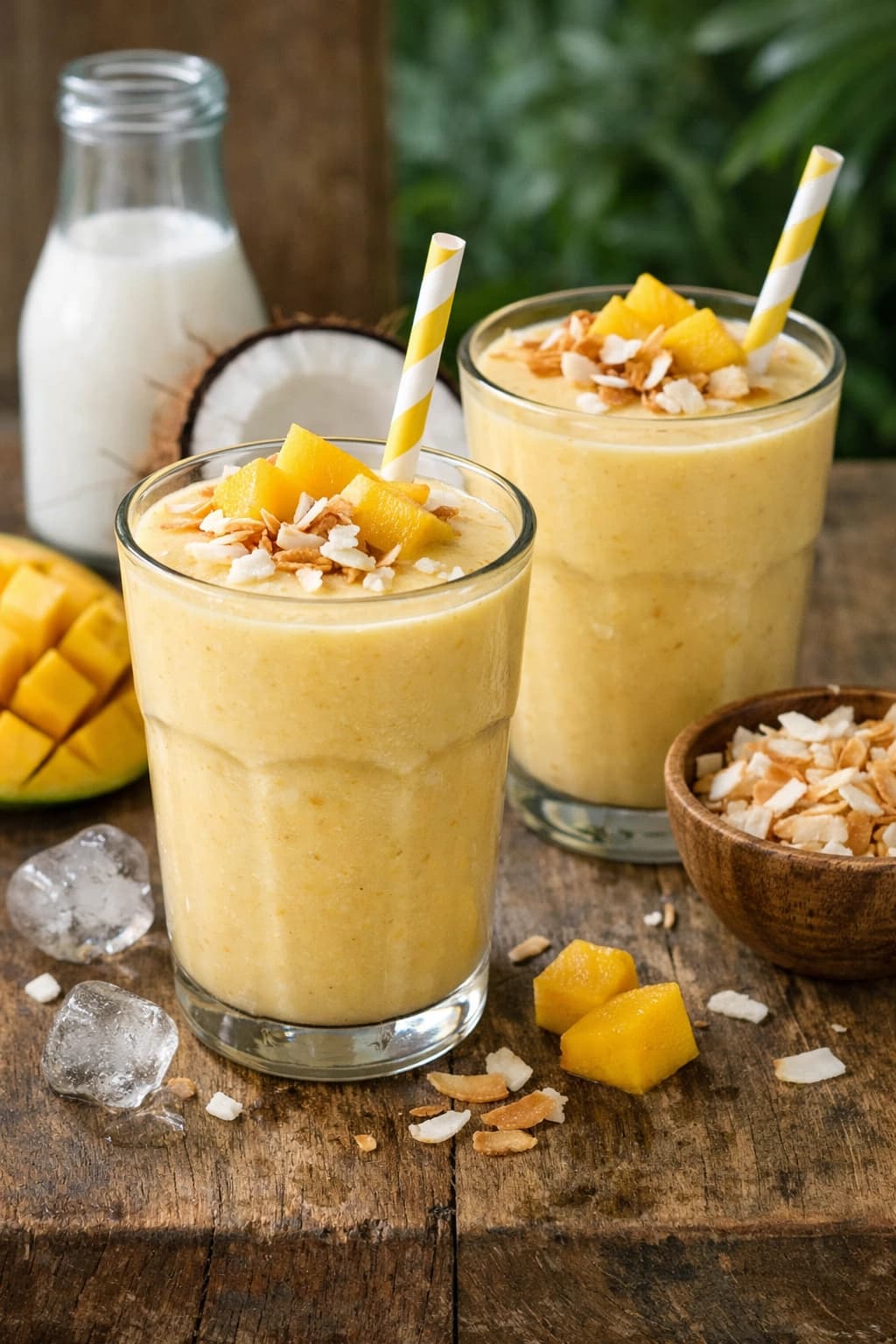 سموثي مانجو بجوز الهند مشروب بارد كريمي ومنعش