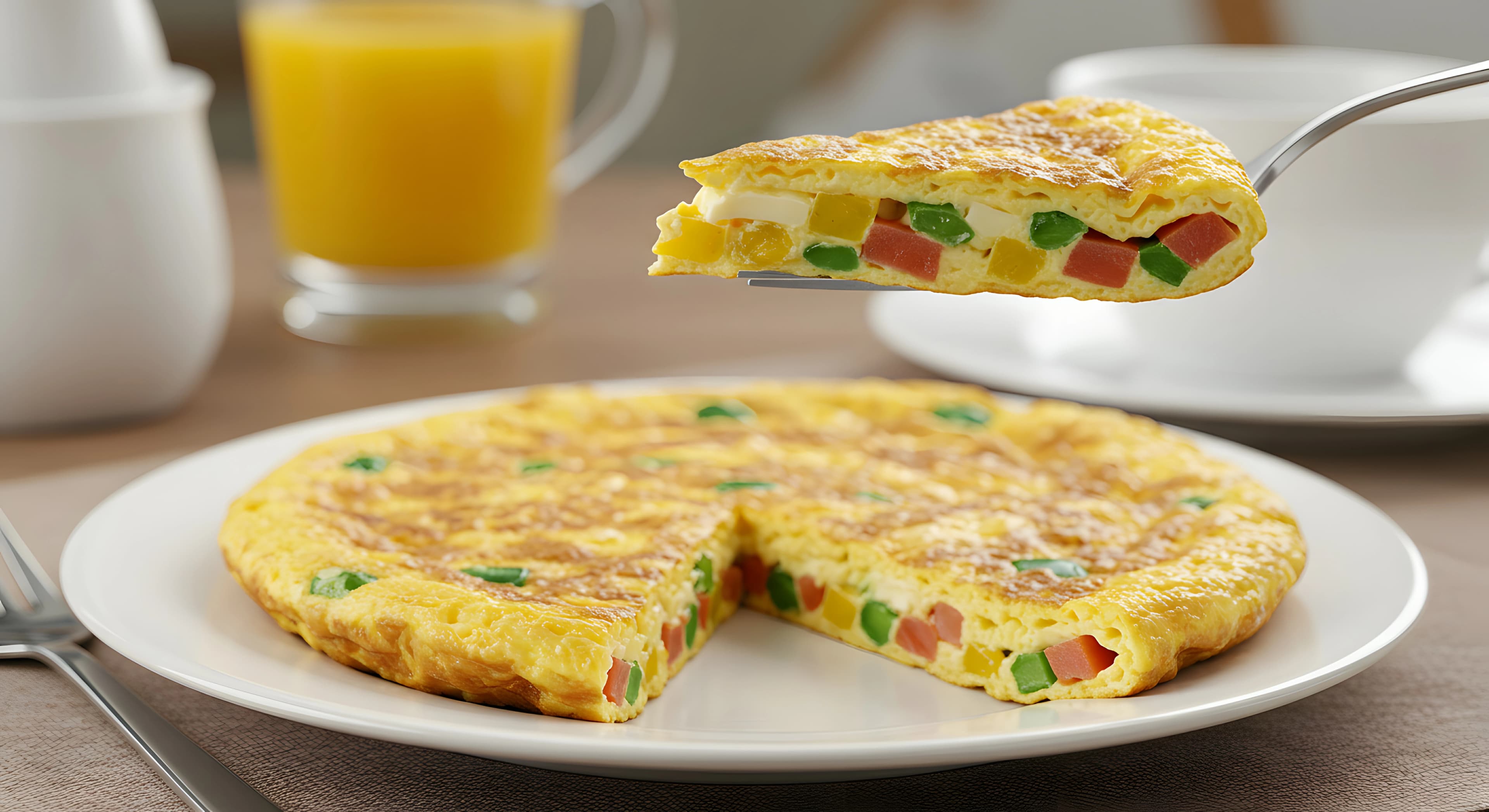 أومليت بالخضار محضر من البيض الطازج مع الفلفل والطماطم والبصل بطريقة منزلية سريعة وشهية