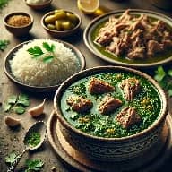 طريقة-عمل-ملوخية بالأرانب طبق مصري تقليدي يُقدَّم مع الأرز الأبيض ويتميز بقوام حريري ونكهة غنية