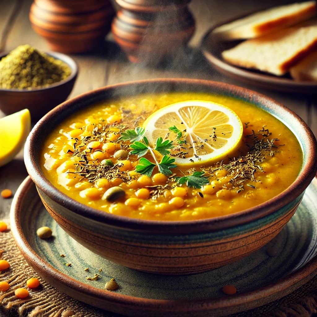 طريقة-عمل-شوربة عدس أصفر بالكاري طبق مصري شهي دافئ محضر بطريقة منزلية بنكهة غنية ومكونات بسيطة