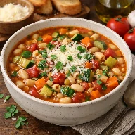 طريقة-عمل-شوربة مينستروني إيطالية مع خضار طازجة ومعكرونة وحبوب