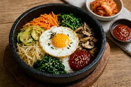 طريقة-عمل-بيبيمباب كوري بالأرز والخضار المتنوعة والبيض مع صوص جوتشوجانغ التقليدي