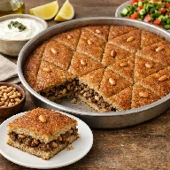 طريقة-عمل-كبة لبنانية بالصينية محشوة باللحم والصنوبر ومخبوزة حتى اللون الذهبي
