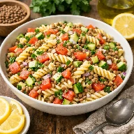 طريقة-عمل-سلطة مكرونة بالعدس والخضار على الطريقة المصرية بطعم ليمون منعش