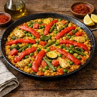 طريقة-عمل-بايلا خضار إسبانية بالأرز والخضروات الملونة مع الزعفران وزيت الزيتون