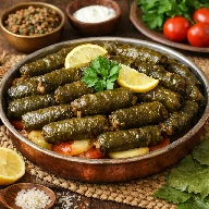 طريقة-عمل-طبق محشي ورق عنب مصري محشو بالأرز واللحم المفروم ومُقدم بطريقة تقليدية