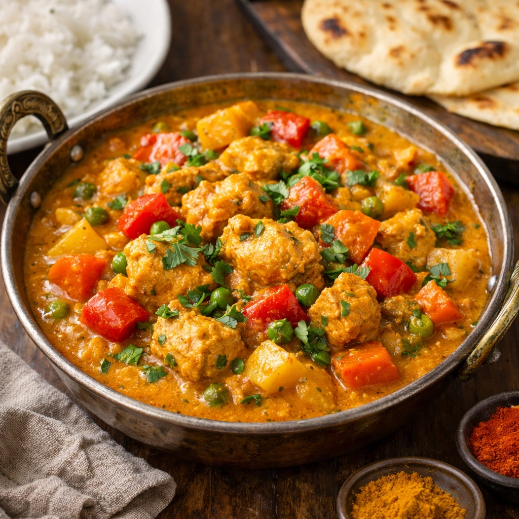 طريقة-عمل-طبق كاري الدجاج بالخضروات غني بالنكهات مع لمسة الزبدة والبهارات الهندية