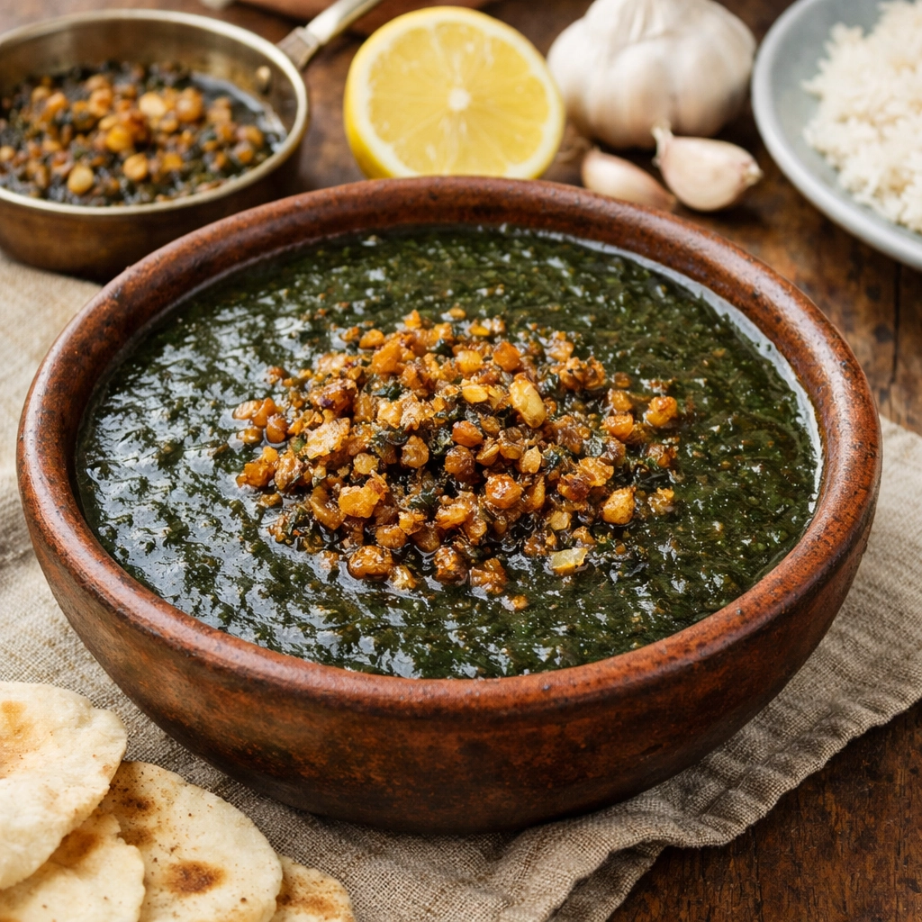 طريقة-عمل-ملوخية ناشفة بالتقلية المصرية بالثوم والكزبرة على الطريقة التقليدية