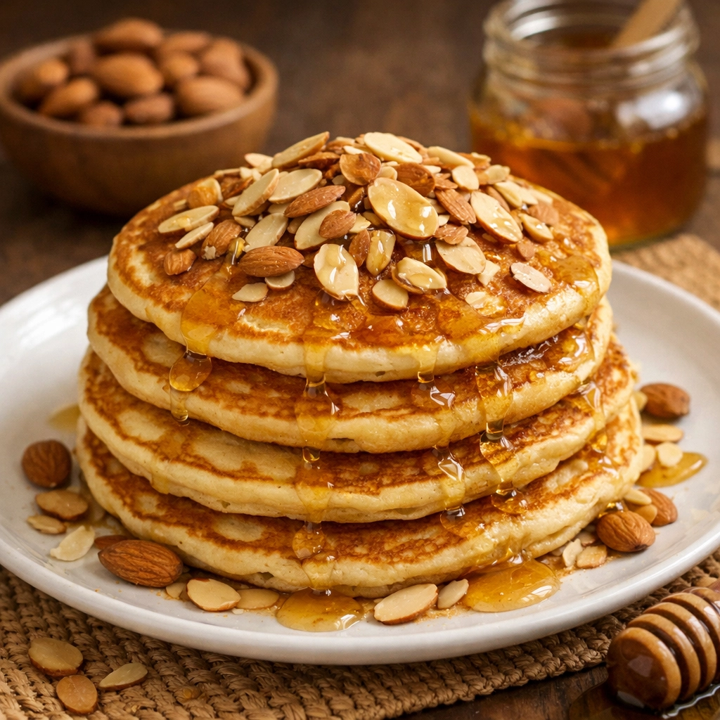 طريقة-عمل-حلوى بان كيك الغانية بالعسل واللوز