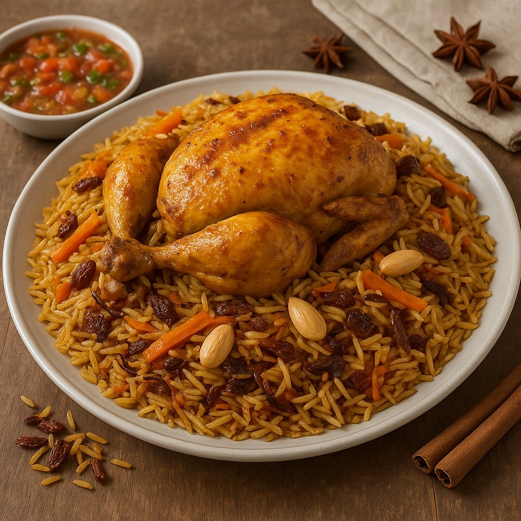 طريقة-عمل-طبق كبسة دجاج سعودية تقليدية بالأرز البسمتي والدجاج المتبل بالبهارات الخليجية