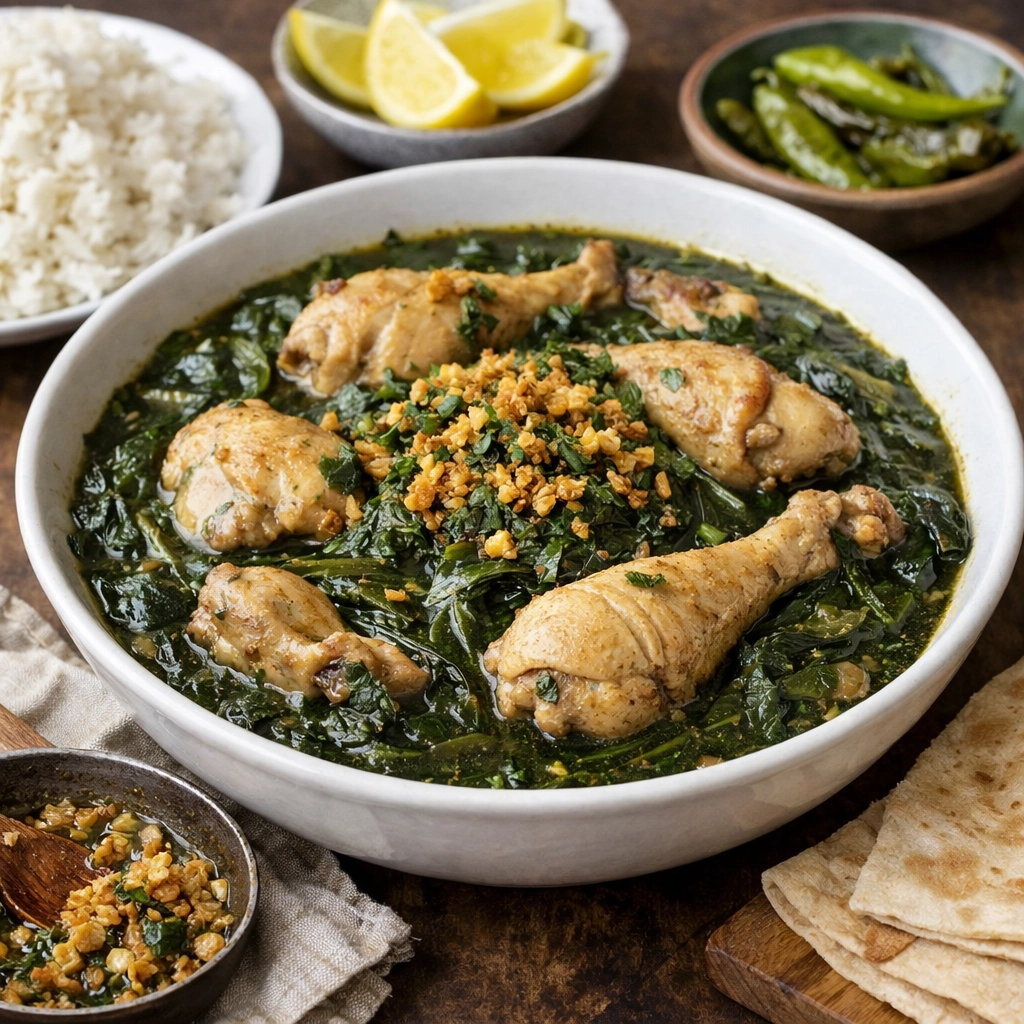 طريقة-عمل-ملوخية سورية ورق مطبوخة بالدجاج مع ثوم وكزبرة على الطريقة التقليدية